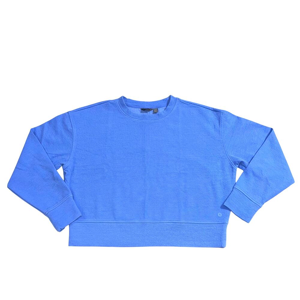 Danskin Womens Crop Athletic Sweatshirt Long Sleeve Pullover Blue Small